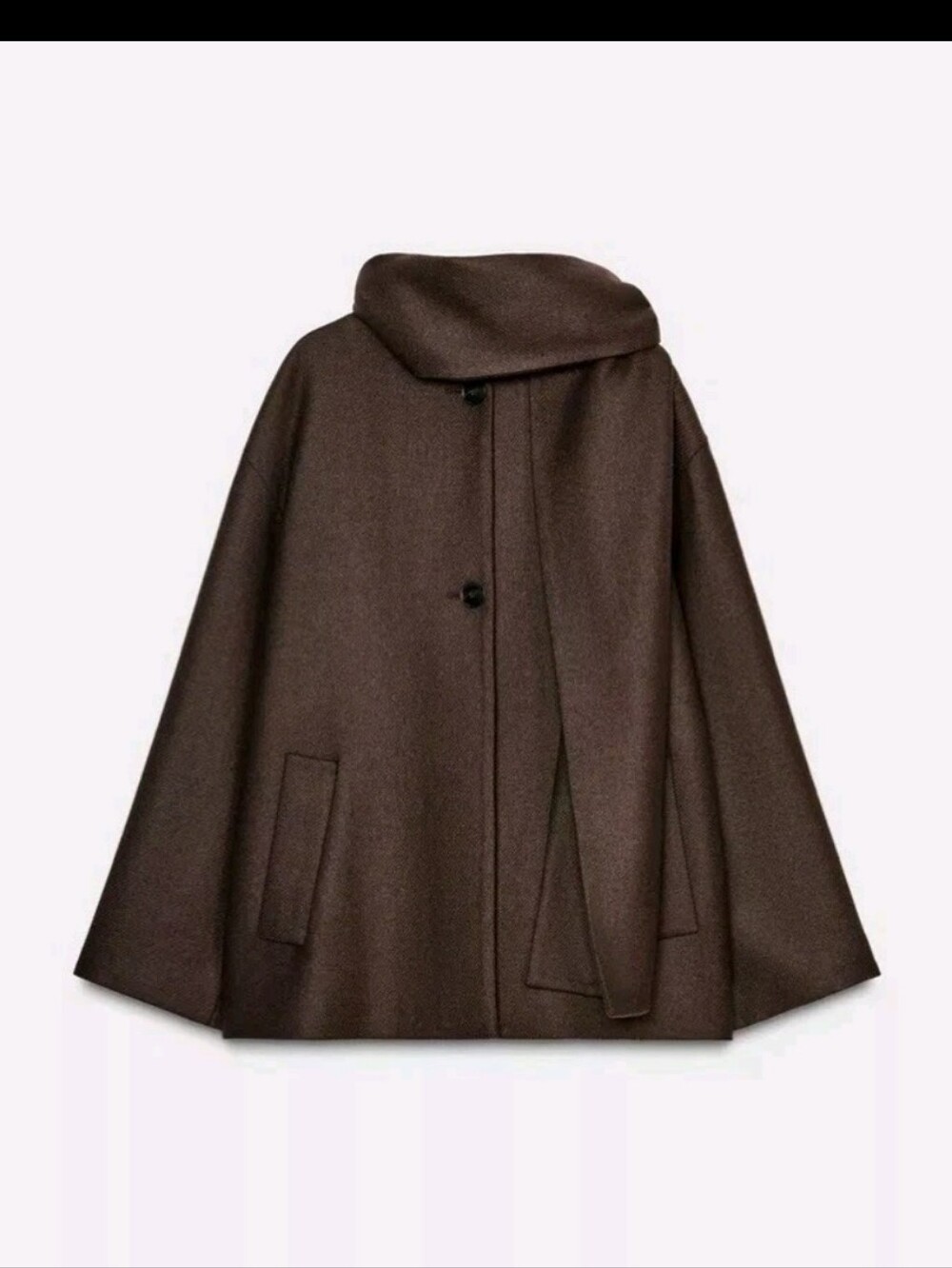Zara Navy Blue Wool Blend Short Coat With Scarf.